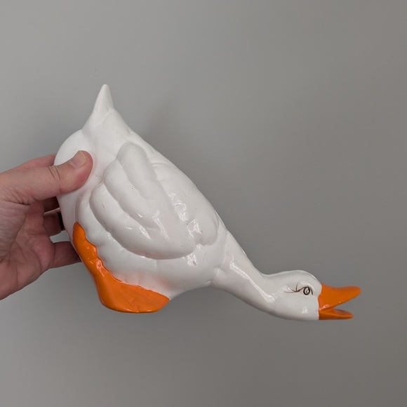 Ceramic Goose Figurine with Orange Accents - Picture 1 of 5